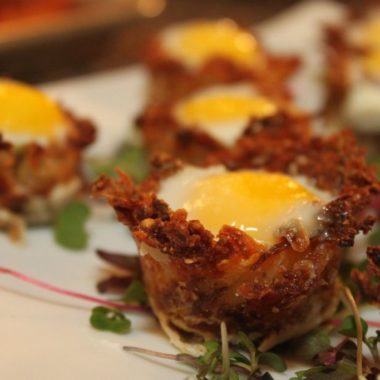 Idaho Hash Brown Baskets with Baked Quail Eggs