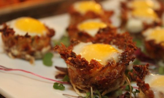 Idaho Hash Brown Baskets with Baked Quail Eggs