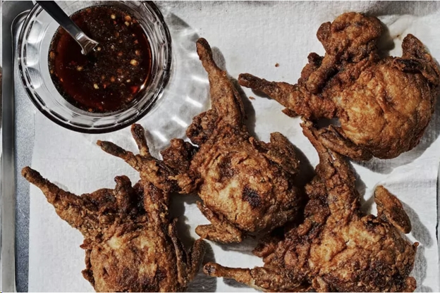 Buttermilk Fried Manchester Farms Quail with Chile Honey Drizzle