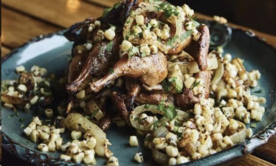 Manchester Farms Quail with Sweet Corn and Vidalia Onion Relish